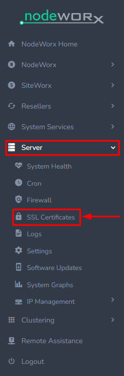 InterWorx SSL/TLS drop down