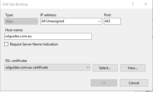 IIS 10 Edit Bindings