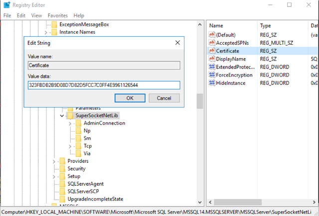 thumbprint registry location