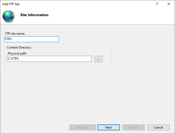 Add FTP Site to IIS