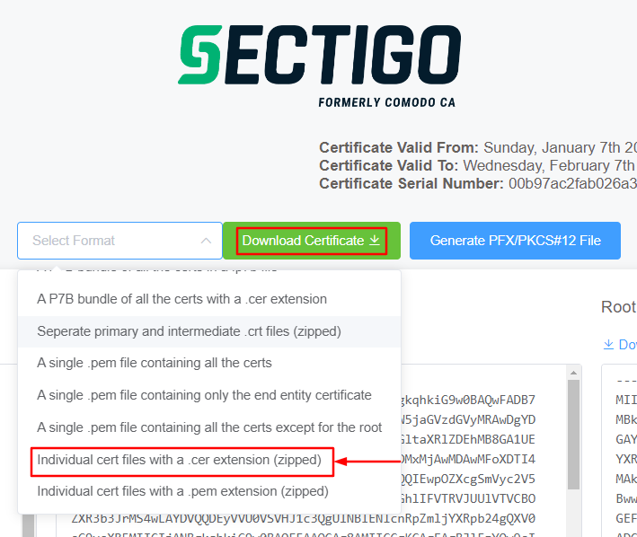 Sentora Download SSL .cer Extenesion