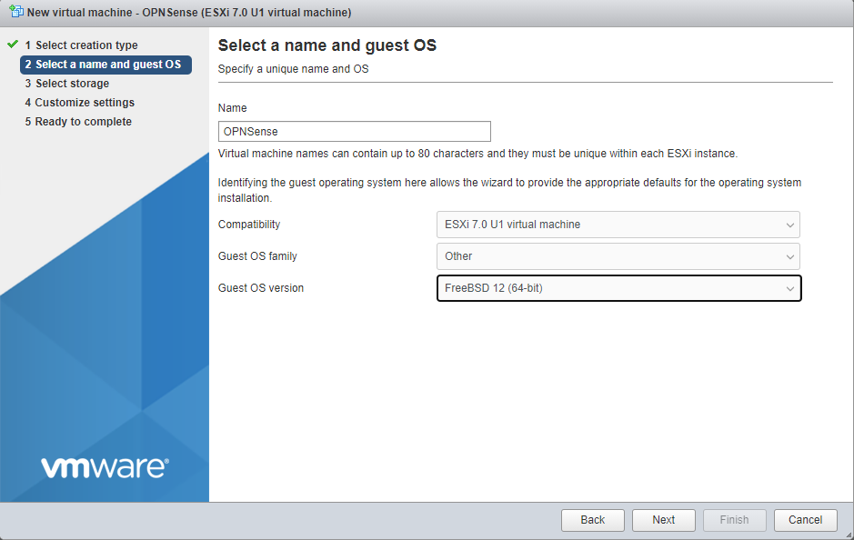 OPNSense Select VM OS