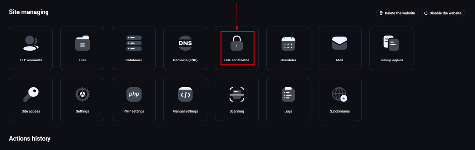 FastPanel SSL Configuration Option