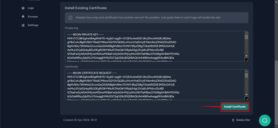 Forge Paste Certificate Data