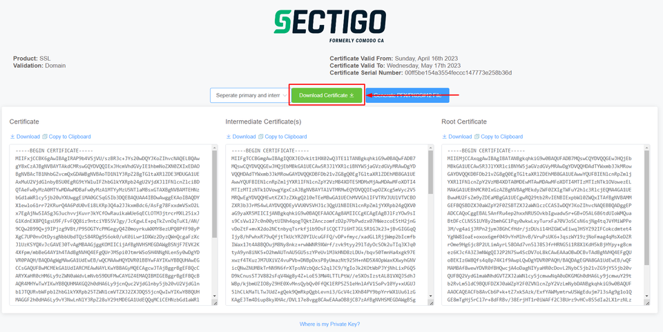 Download Separate Certificate