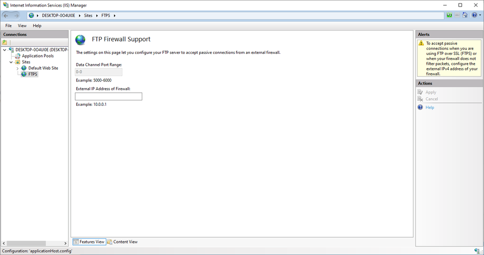 IIS Firewall Settings