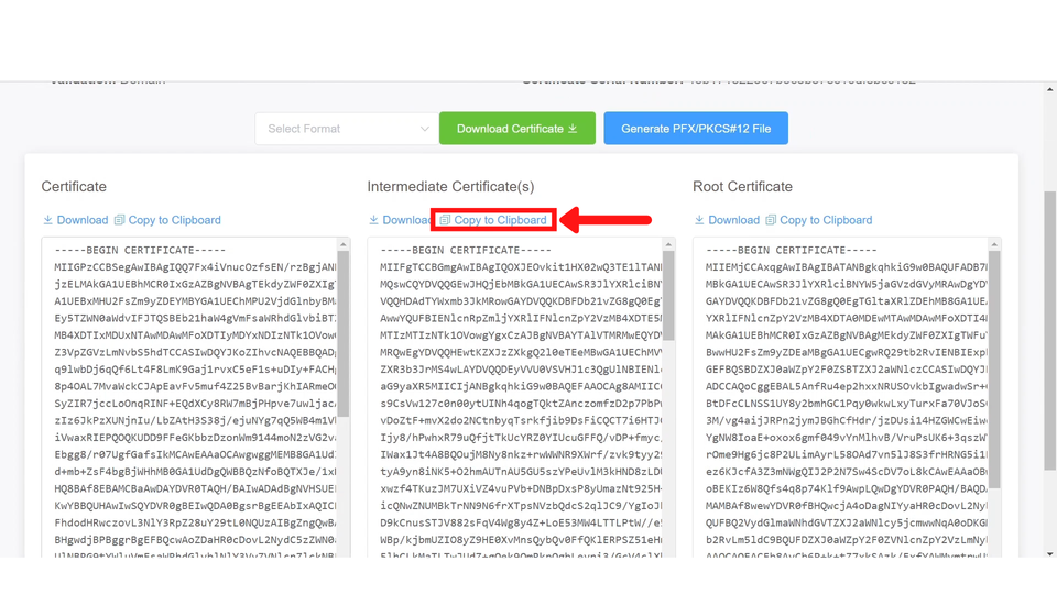 copy intermediate certificate